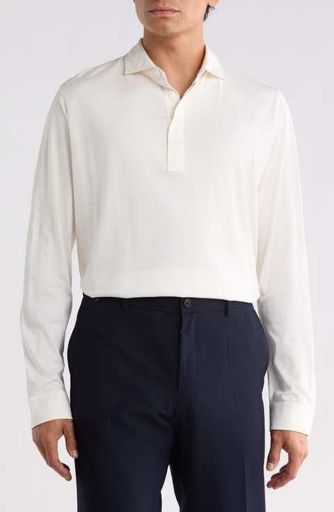 Ashby Silk & Cotton Long Sleeve Polo