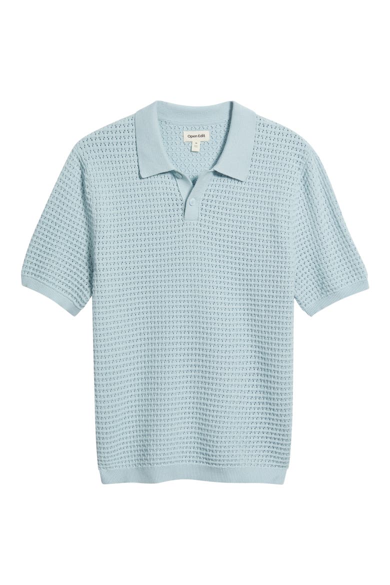 Texture Knit Polo Top, Alternate, color, BLUE WINTER