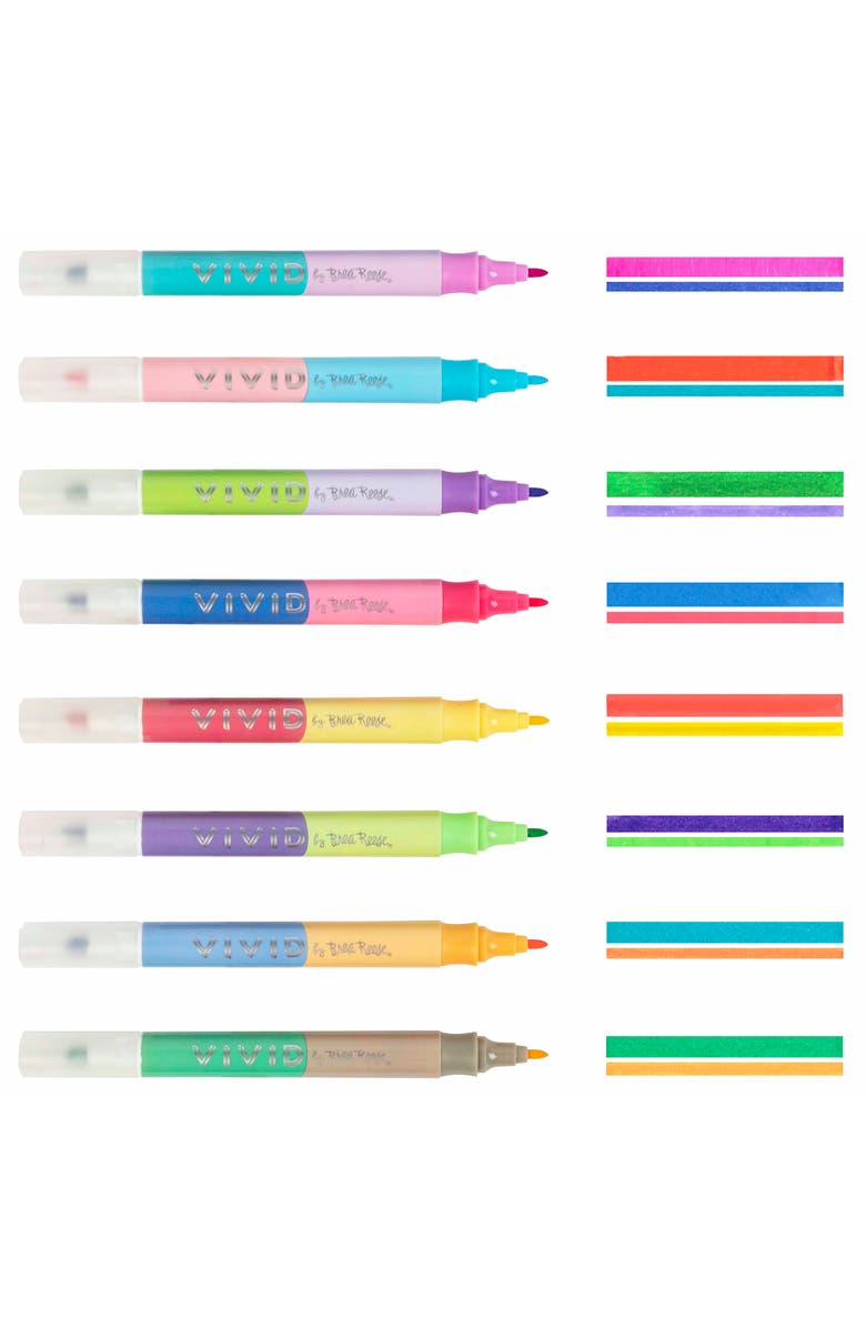 Brea Reese Vivid Layering Markers, 8 Dual Tipped Ink Markers, Alternate, color, Multicolored