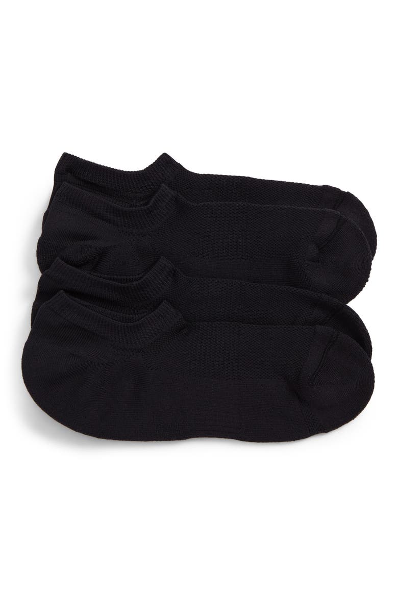 Tech-Smart 2-Pack No-Show Socks, Main, color, BLACK