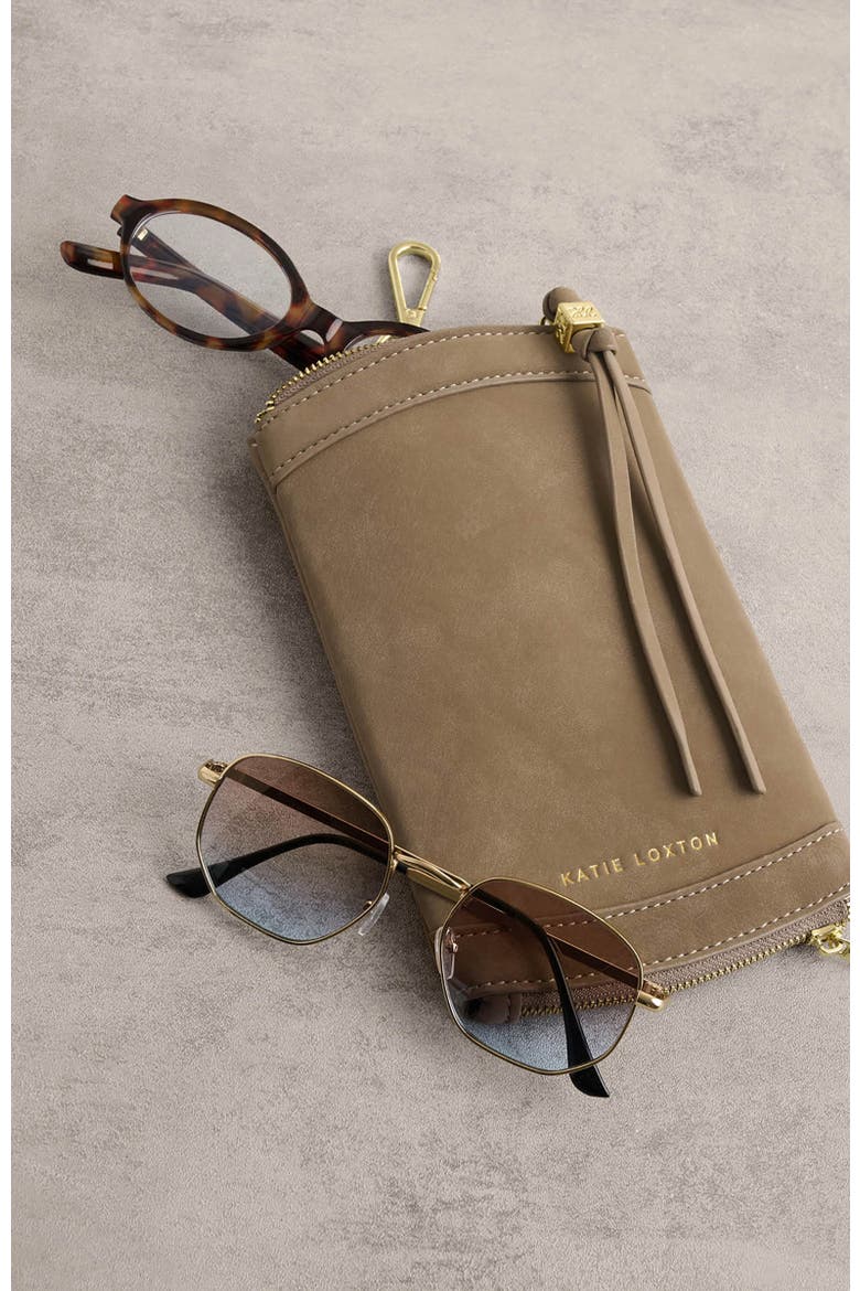 Clip On Sunglasses Case, Alternate, color, Taupe Suedette