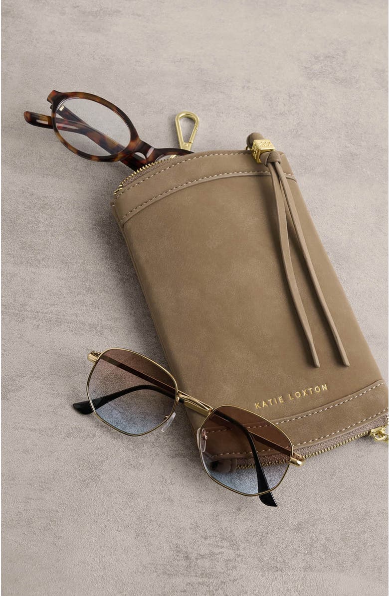 Katie Loxton Clip On Sunglasses Case, Alternate, color, Taupe Suedette