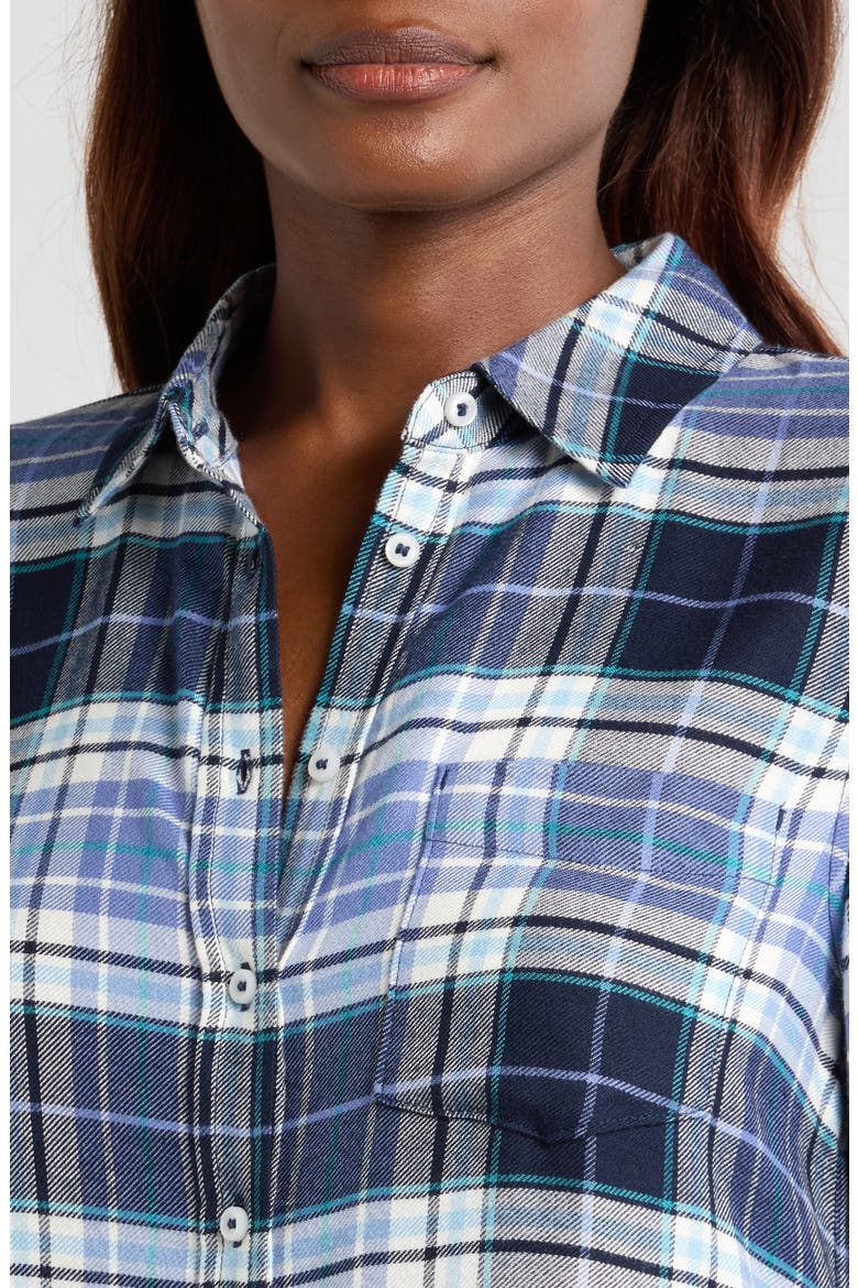Plaid Flannel Button-Up Shirt, Alternate, color, NAVY BLAZER ADLEY PLAID