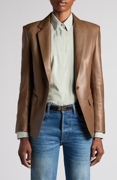 Guanteria Single Breasted Leather Blazer