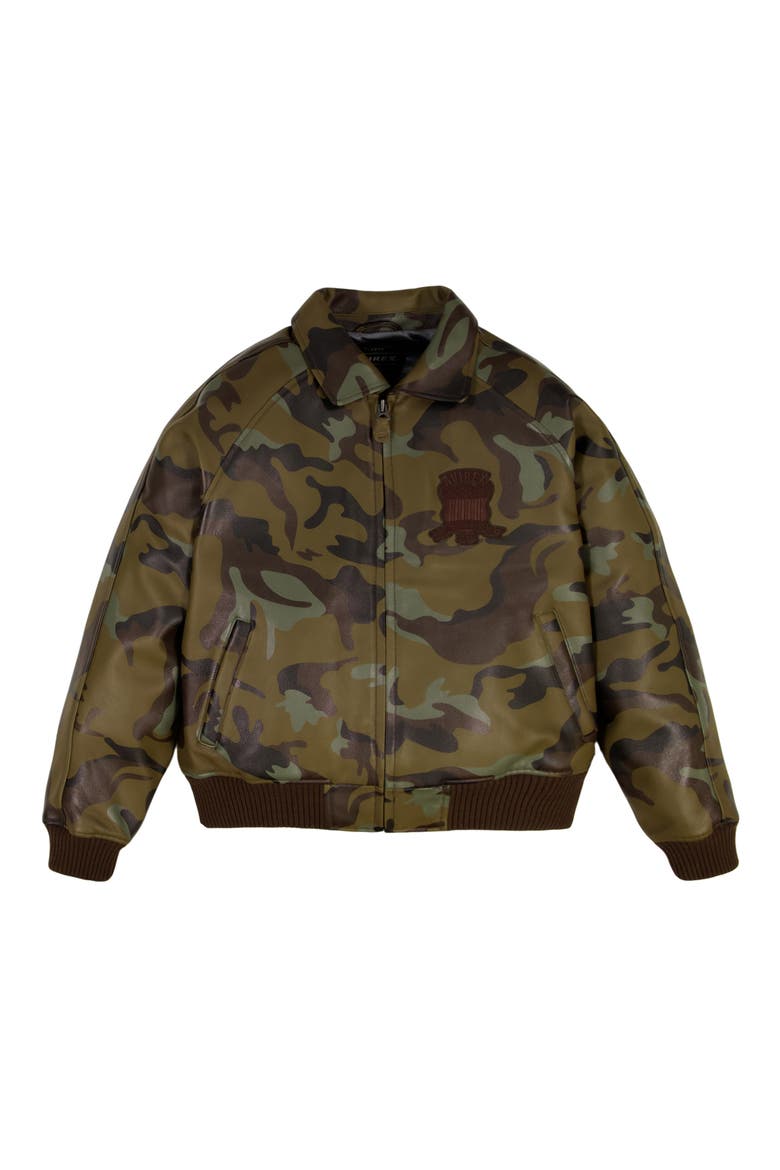 Camo Icon Leather Jacket, Alternate, color, CAMO