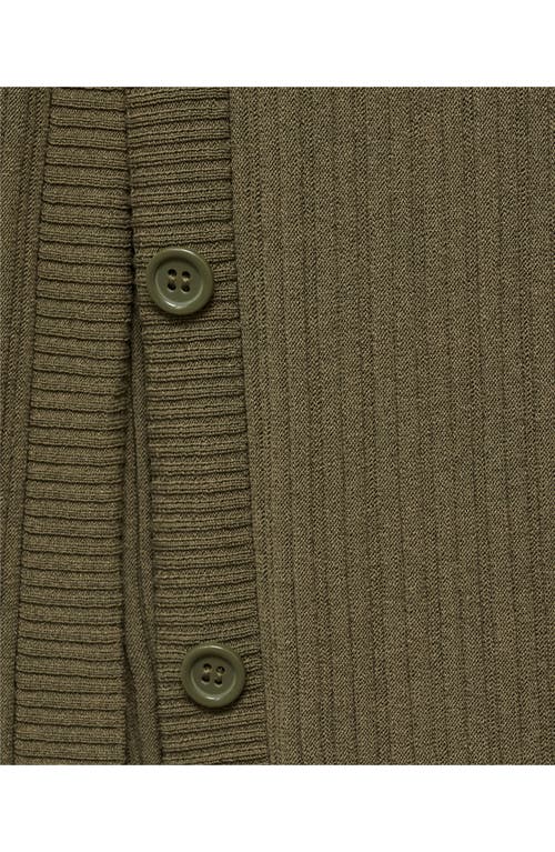 Mango Side Button Rib Sweater Skirt In Khaki Green