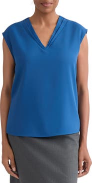 KASPER Pleated V-Neck Top