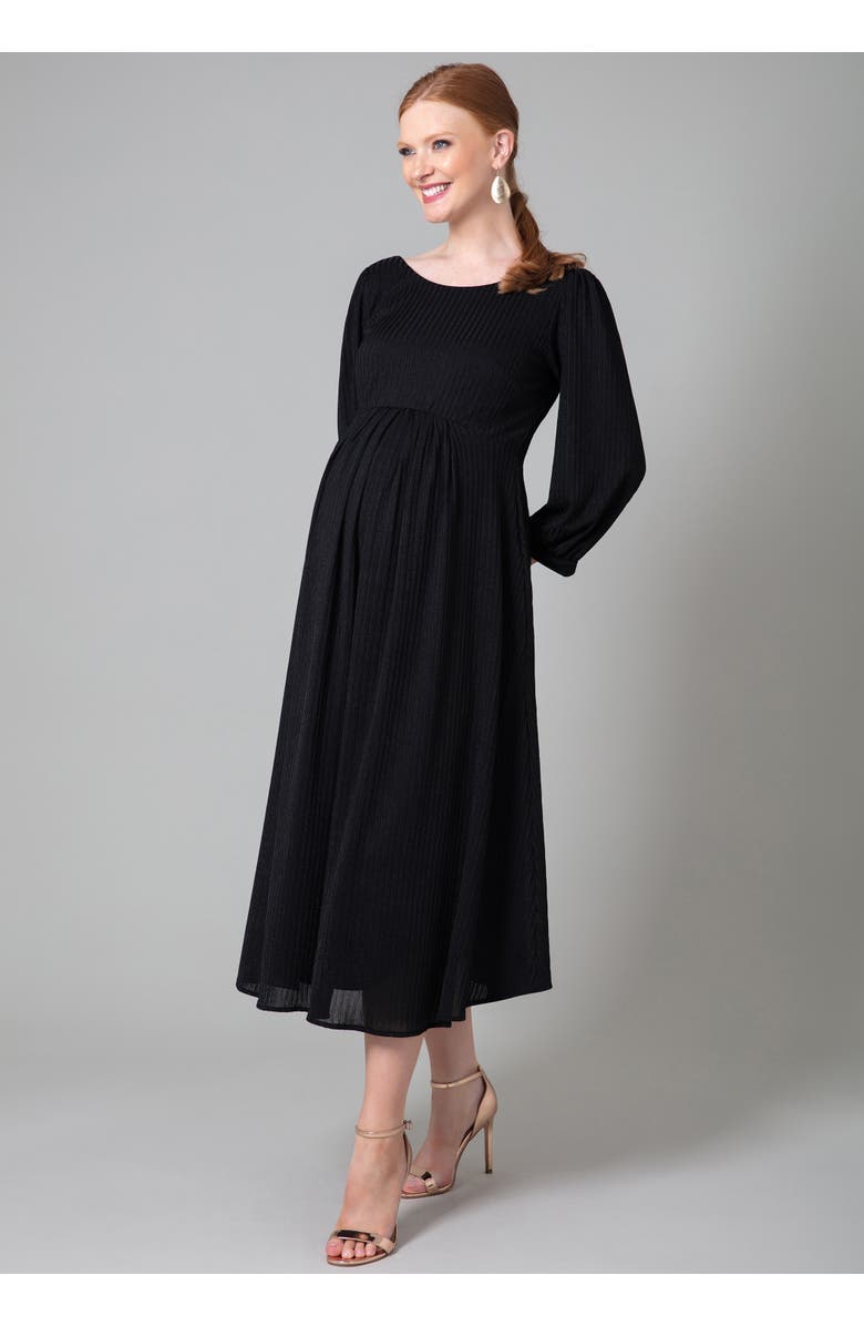 Tiffany Rose Maternity Isla Ribbed Jersey Dress, Alternate, color, Black