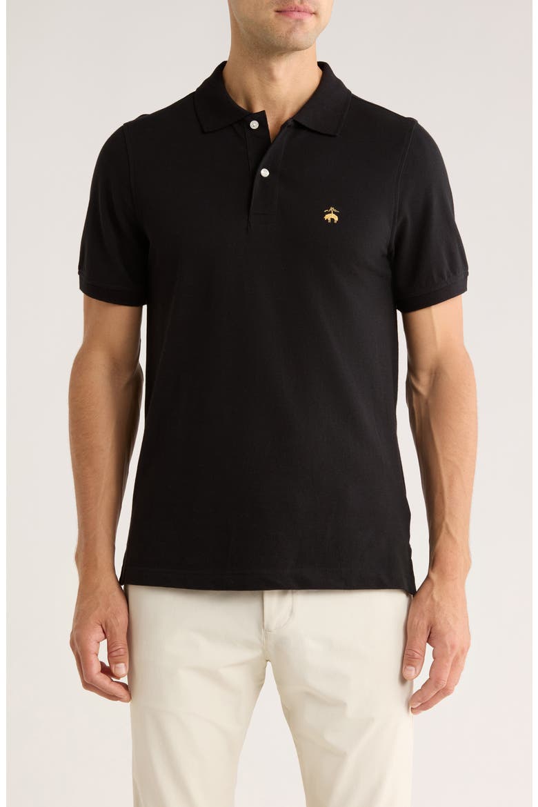 Solid Piqué Slim Fit Polo, Main, color, BLACK