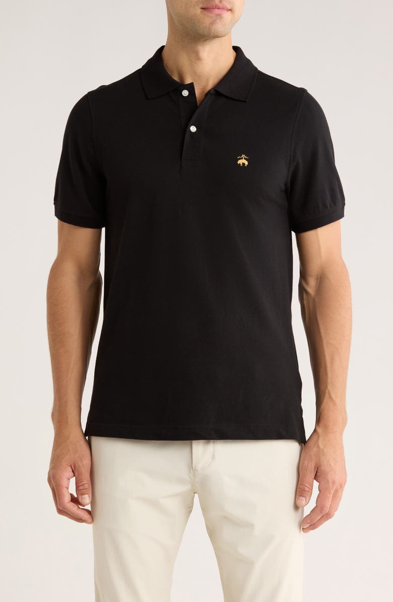 Brooks Brothers Solid Piqué Slim Fit Polo, Main, color, Black