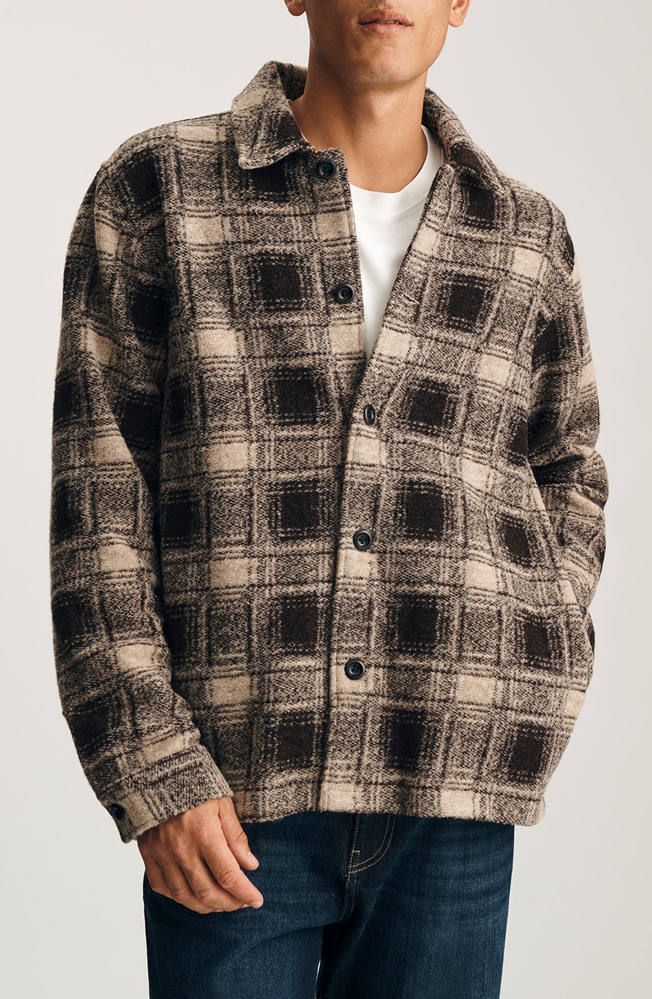 Check Wool Blend Overshirt