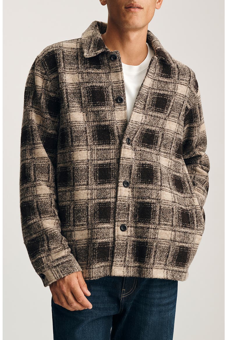 Check Wool Blend Overshirt, Main, color, BROWN