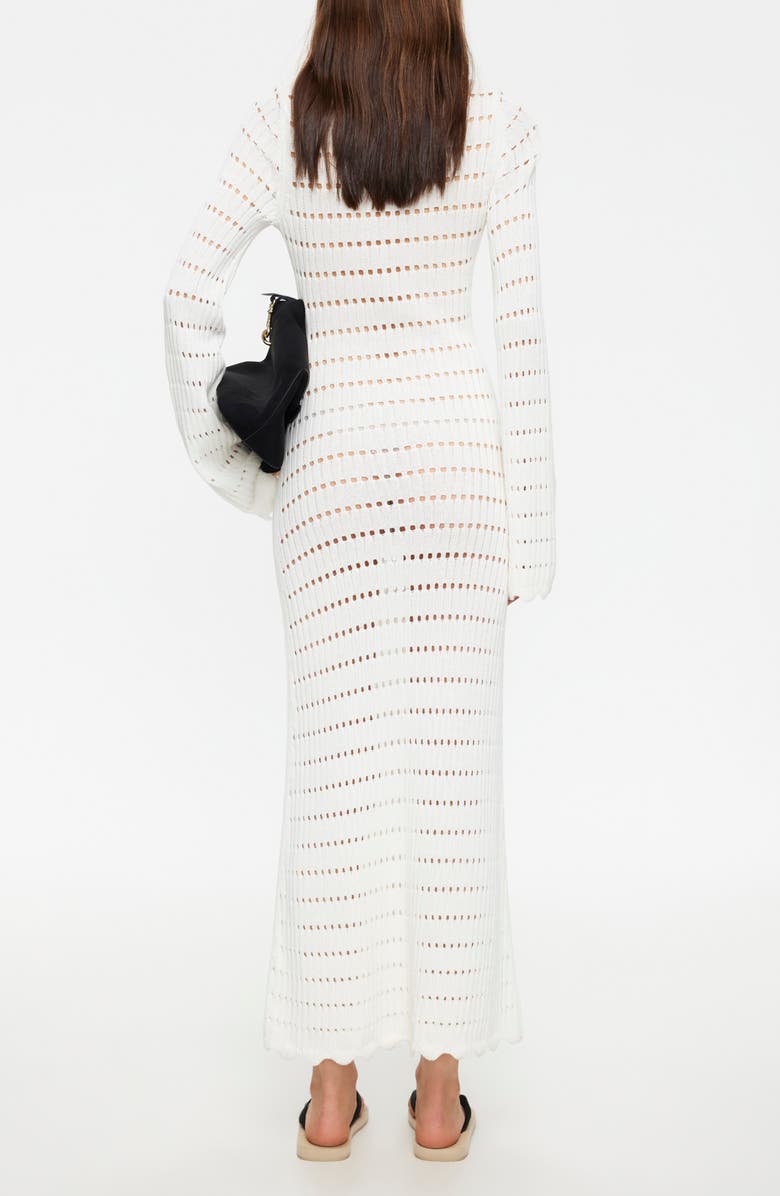 LIONESS Leisure Open Stitch Long Sleeve Maxi Sweater Dress, Alternate, color, Porcelain