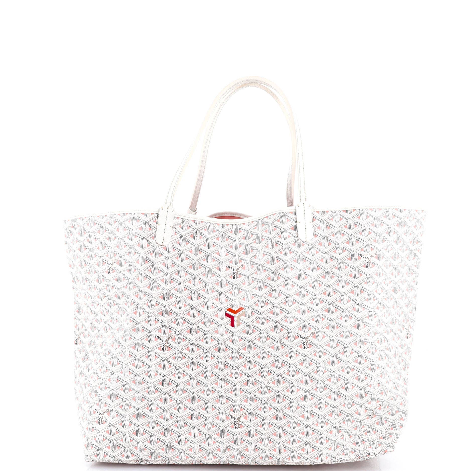 Pre-Owned Goyard Saint Louis Tote Claire Voie Coated Canvas GM, Main, color, White