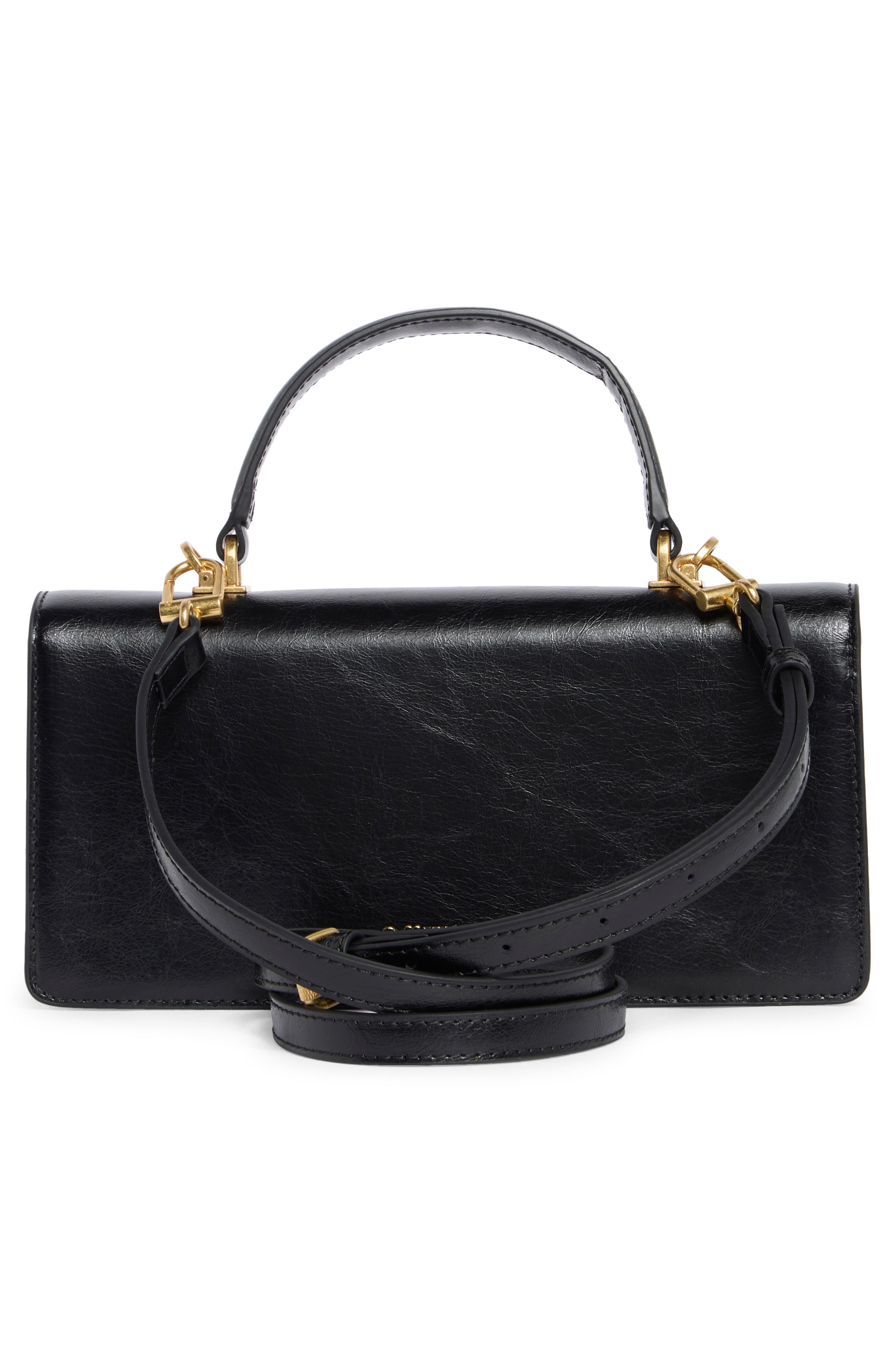 Off-White East/West Jitney Top Handle Leather Satchel, Alternate, color, Black