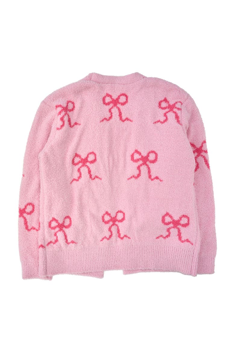 Women's Cozy Sweater Knit Open Cardigan, Alternate, color, Hot Pink Bows