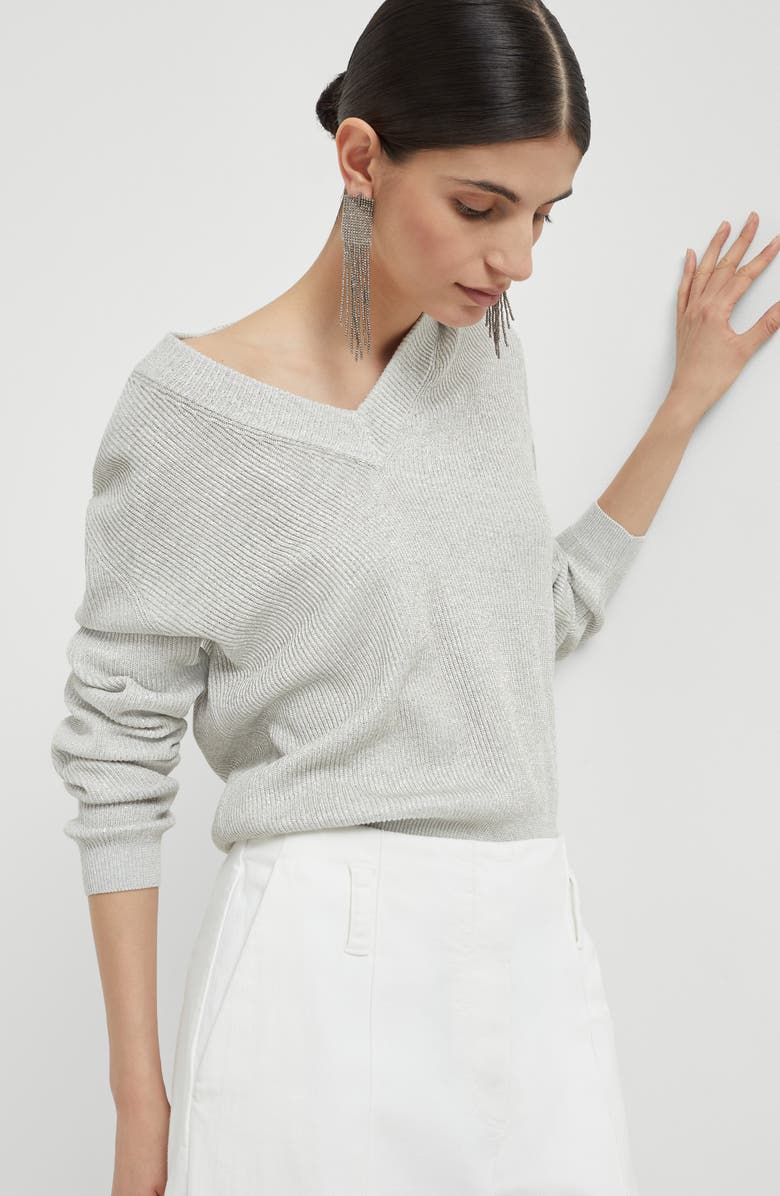 Brunello Cucinelli Vanisé sweater, Alternate, color, Fog