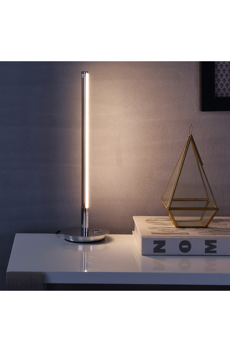 JONATHAN Y Keira LED Integrated Table Lamp, Alternate, color, Chrome