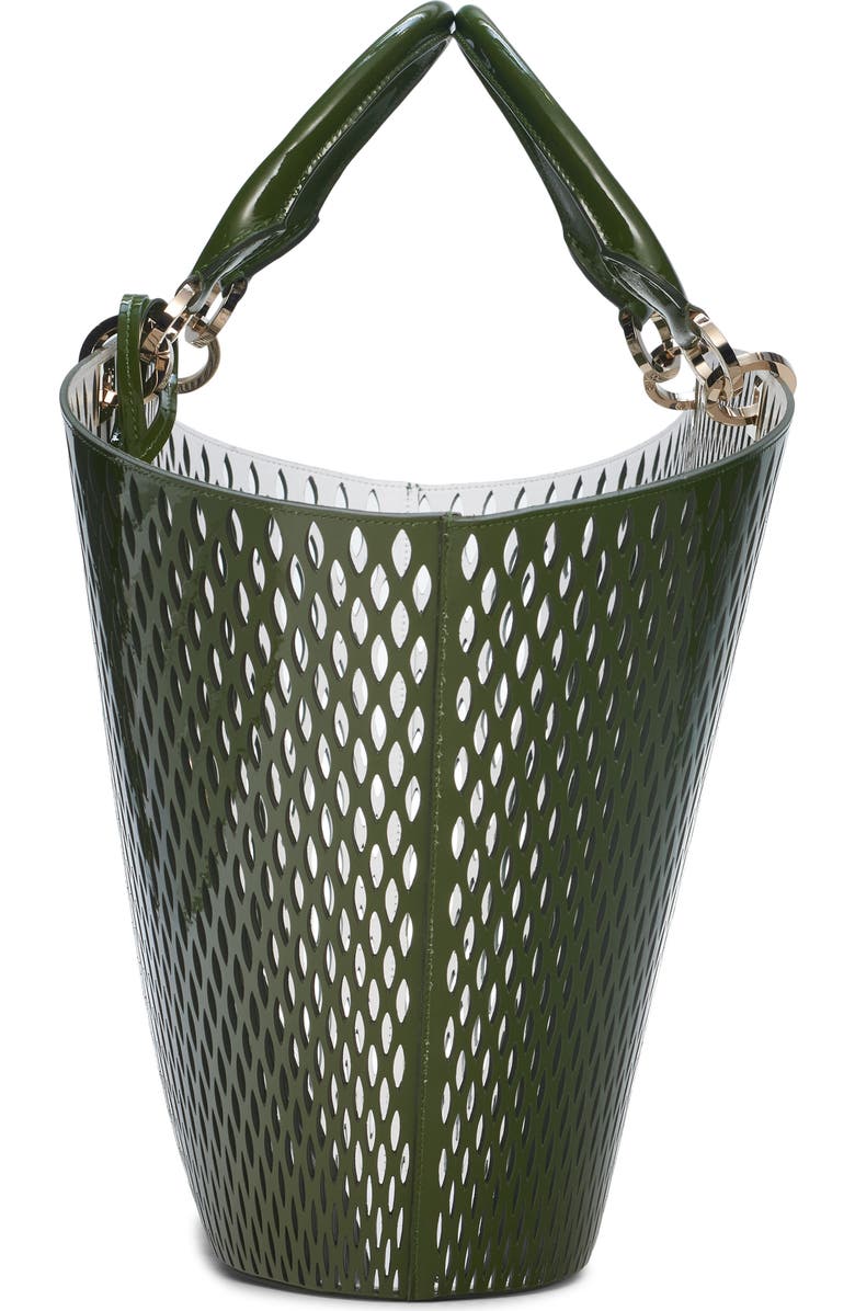 TOM FORD Large Panier Cutout Patent Leather Tote, Alternate, color, Chive