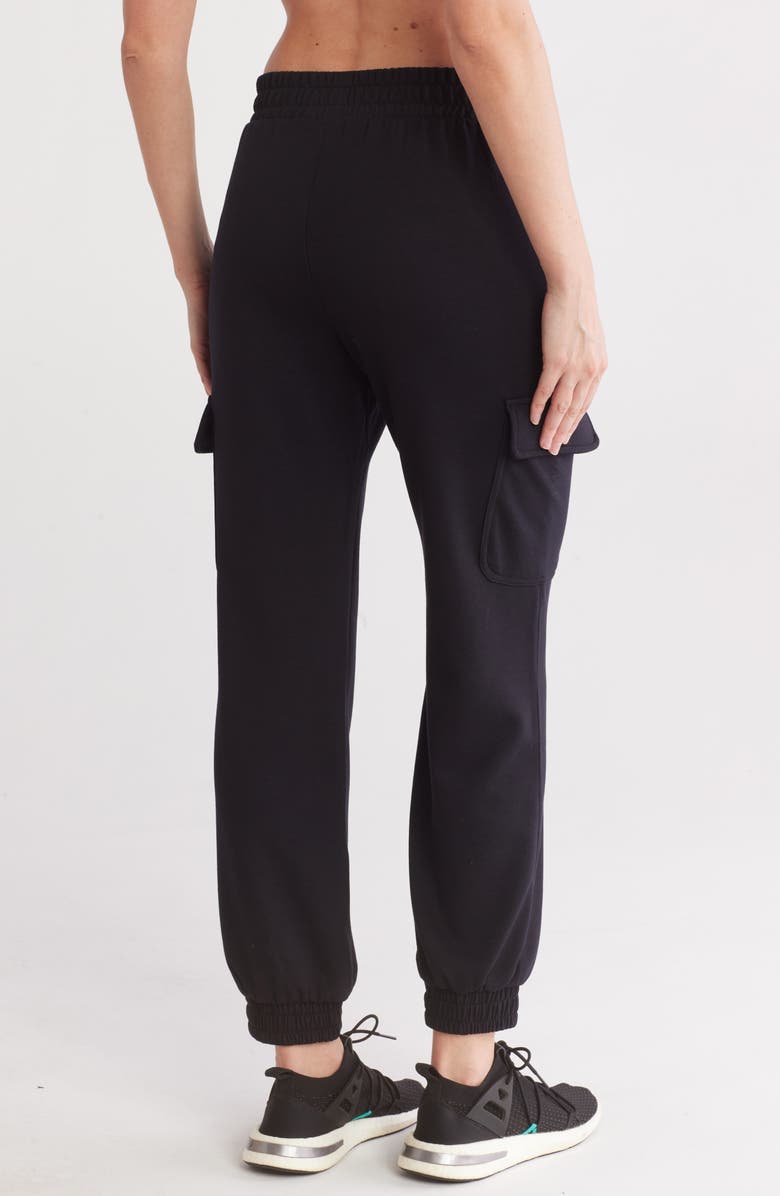 90 DEGREE BY REFLEX Alcove Scuba Knit Cargo Joggers, Alternate, color, Black
