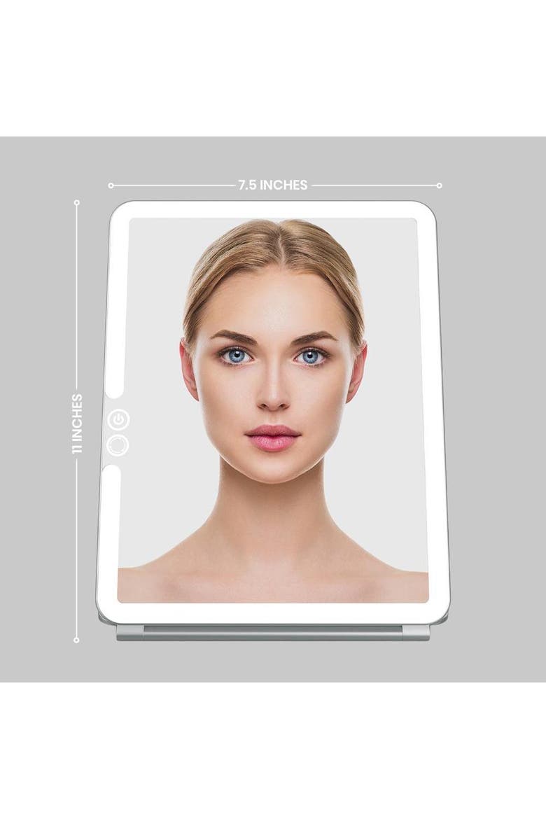 ECLIPSE Travel Mirror | LED Lighted Rechargeable Vanity Makeup Mirror, Alternate, color, Chalk Grey