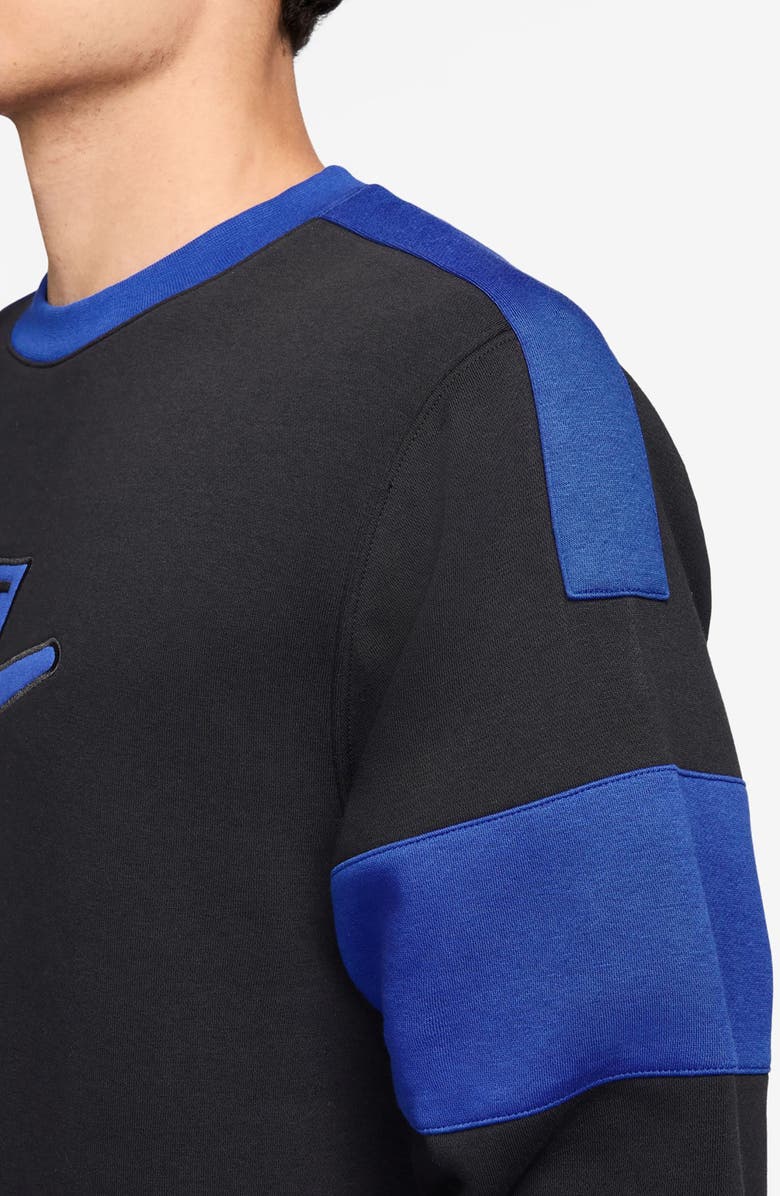 Nike Sportswear Club Fleece Crewneck Sweatshirt, Alternate, color, Black/ Game Royal