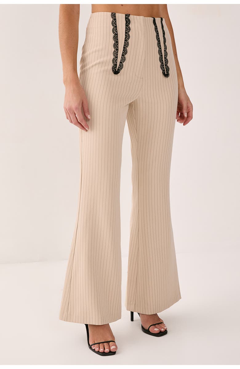 NASTY GAL Lace Trim Tailored Flared Pants, Main, color, 