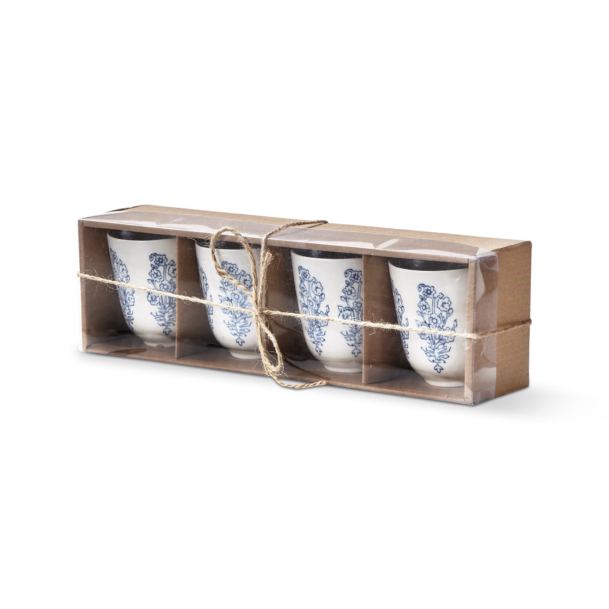 Tag Cote Tea Cup Set Of 4 Blue Ceramic Drinkware
