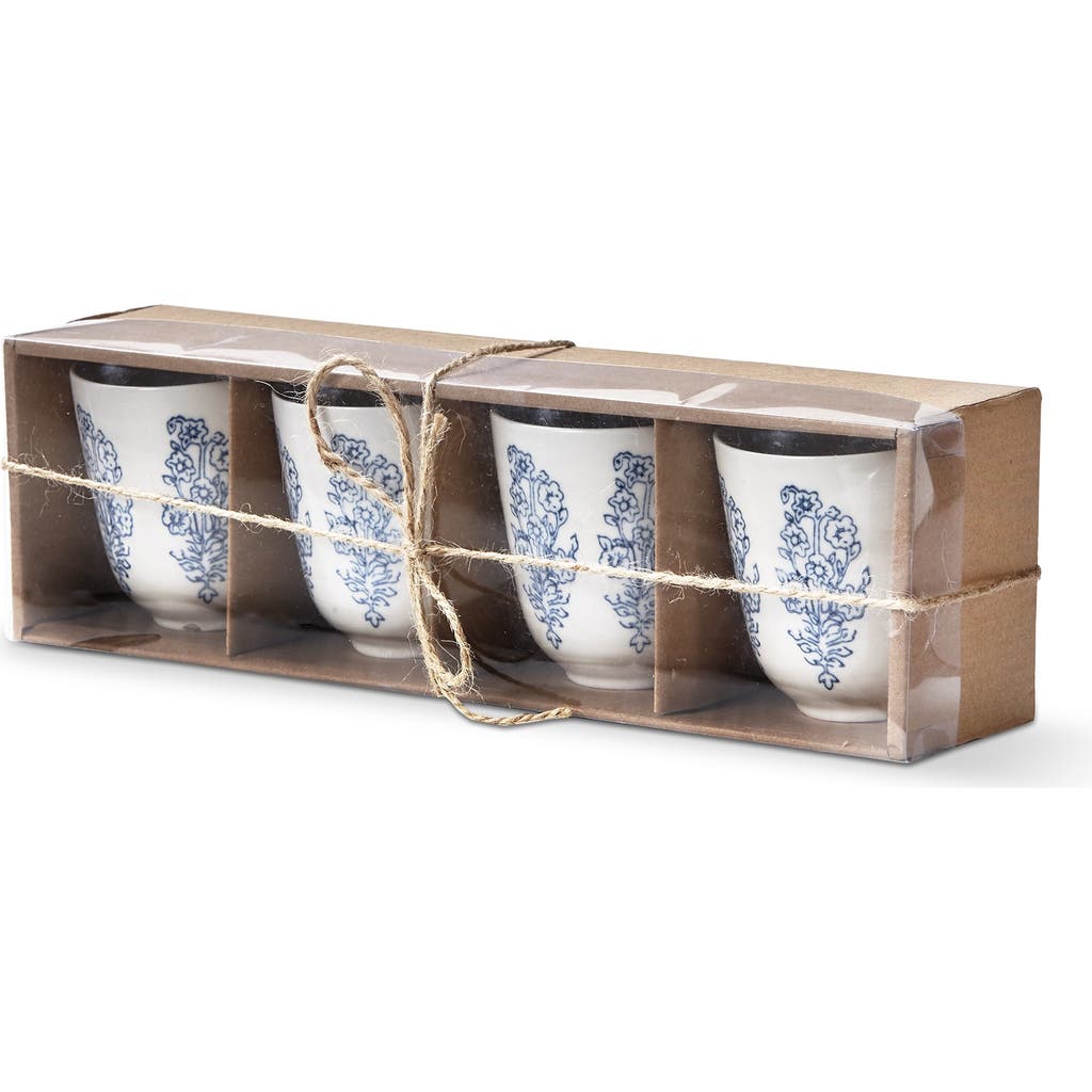 Tag Cote Tea Cup Set Of 4 Blue Ceramic Drinkware