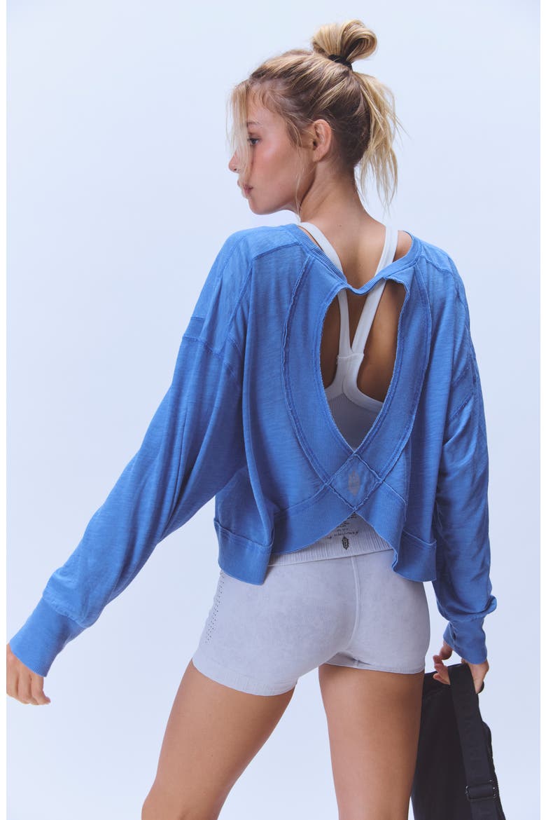 FP Movement My Time Layer Open Back Crop Top, Alternate, color, LIGHT COBALT