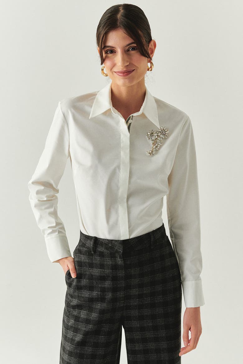 Zoya Embellished Shirt, Alternate, color, ECRU