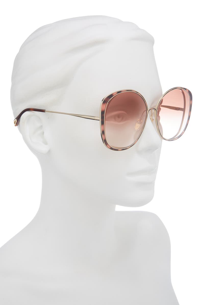 Chloé Novelty 63mm Oversize Round Sunglasses, Alternate, color, Gold Gold Grey