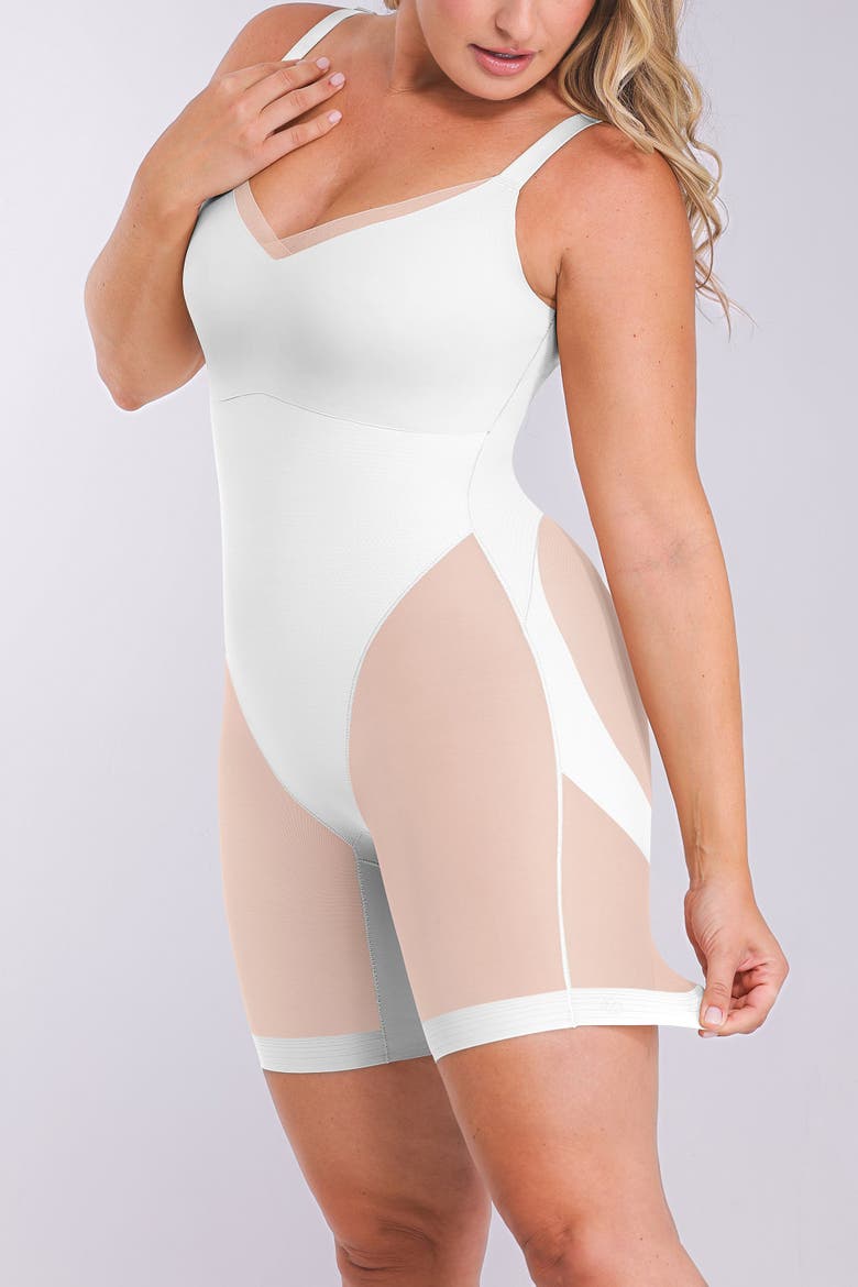 MeshSmooth Butt-Lifting Bodysuit, Alternate, color, White