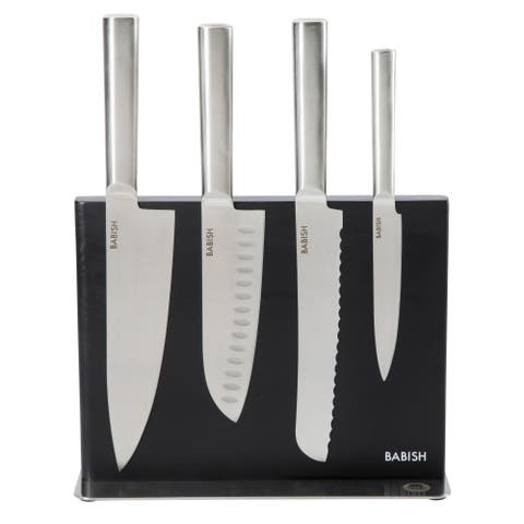 5-Piece German Steel Forged Knife Block Set with Magnetic Holder