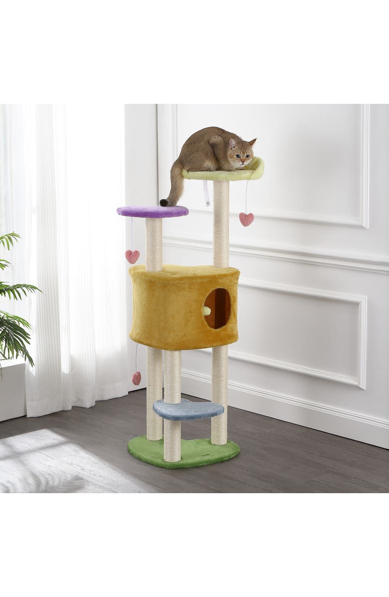 The Licker Store Aisling 4-Tier Modern Sisal Heart Cat Tree with Scratching Posts, Alternate, color, 