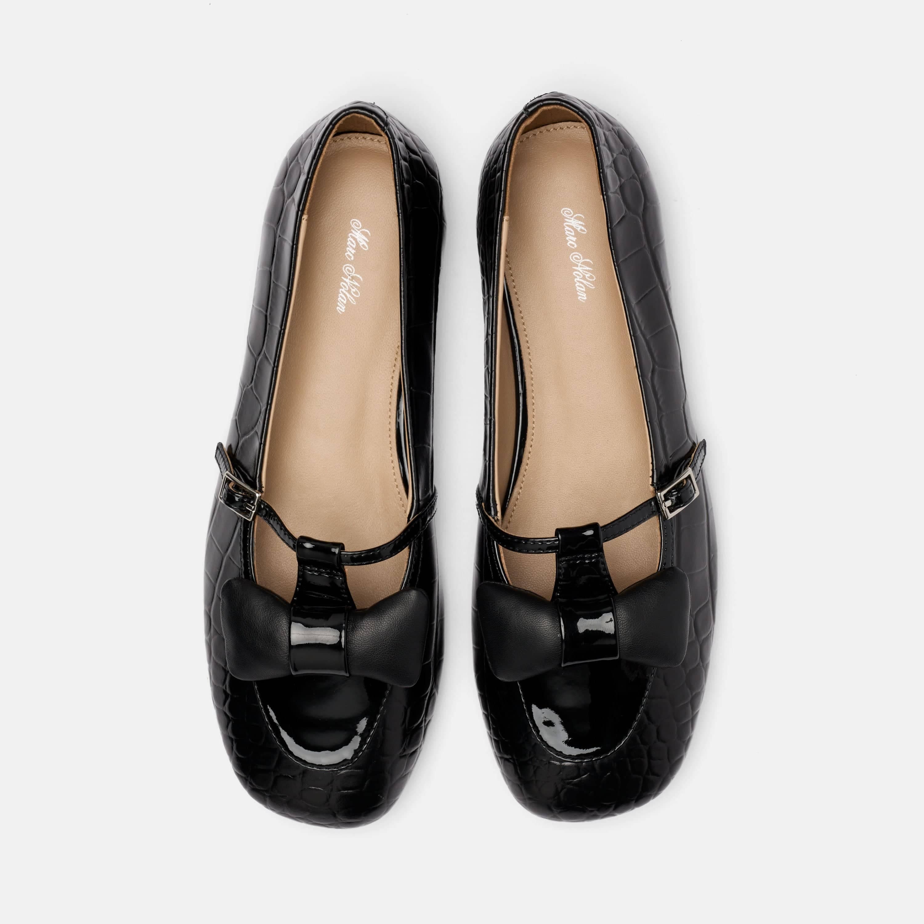 MARC NOLAN Mina Leather Mary Jane Flats, Alternate, color, Black Croc