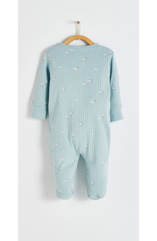 Babycottons Goose Zip Footed Pajama In Light Blue