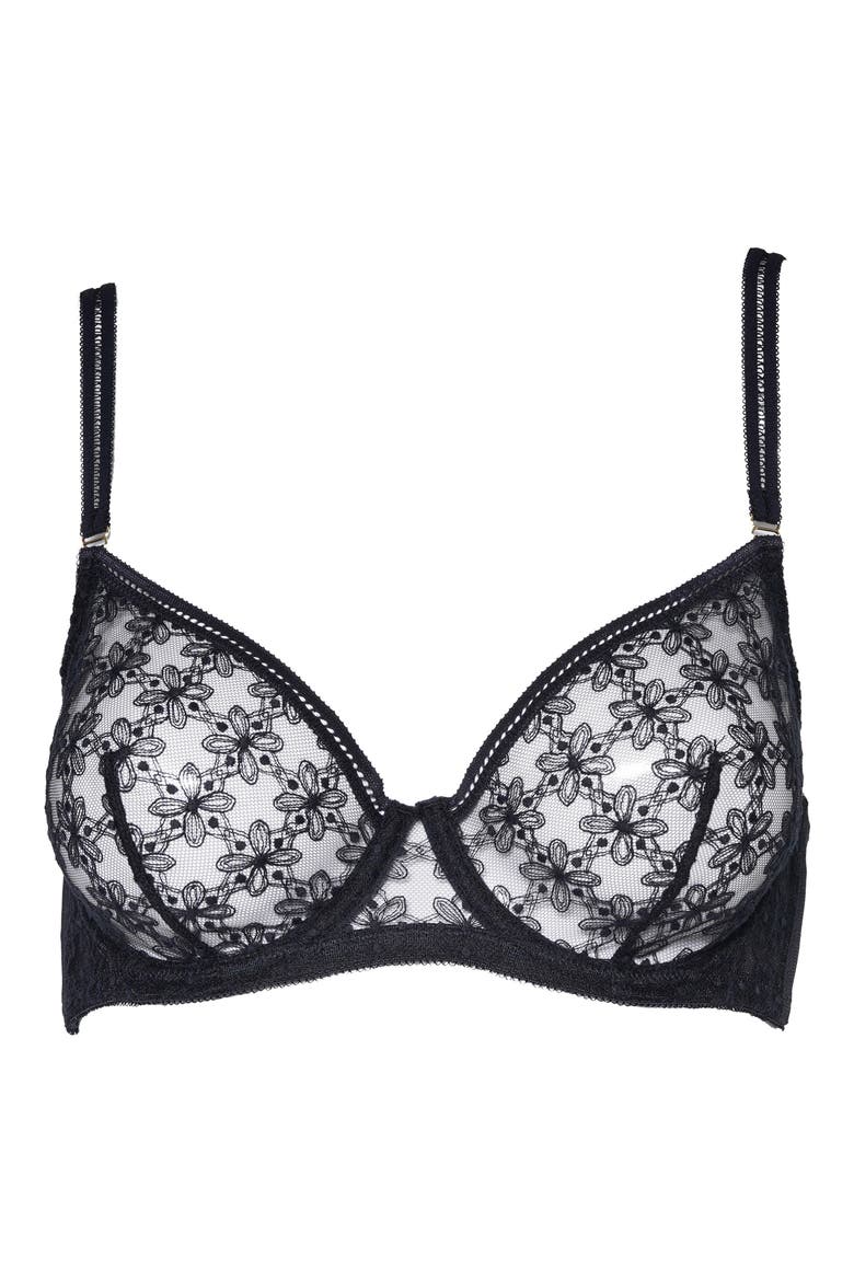 Café Fleur Underwire Bra, Alternate, color, BLACK