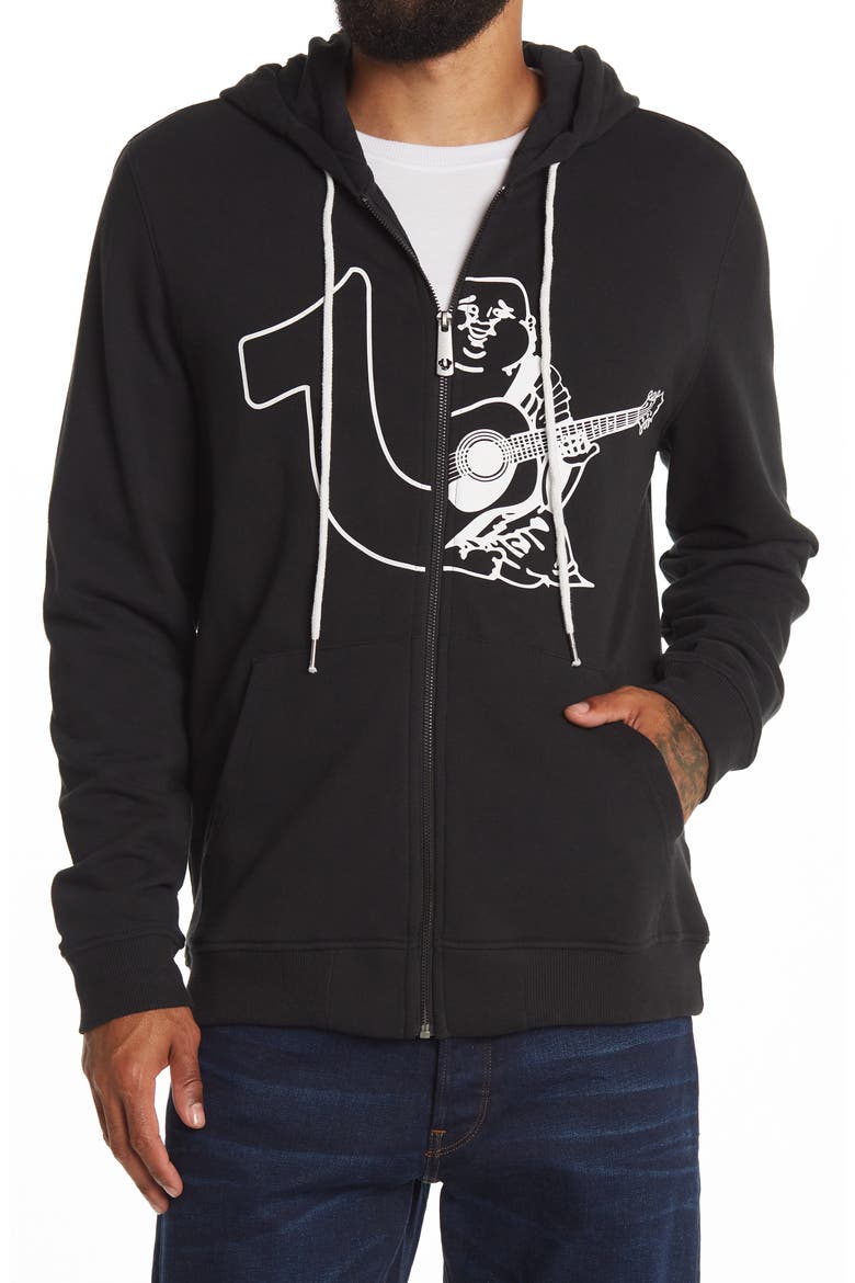 Large Branded Hoodie, Main, color, ONYX
