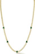 SPHERA MILANO Cubic Zirconia Heart Station Curb Chain Necklace