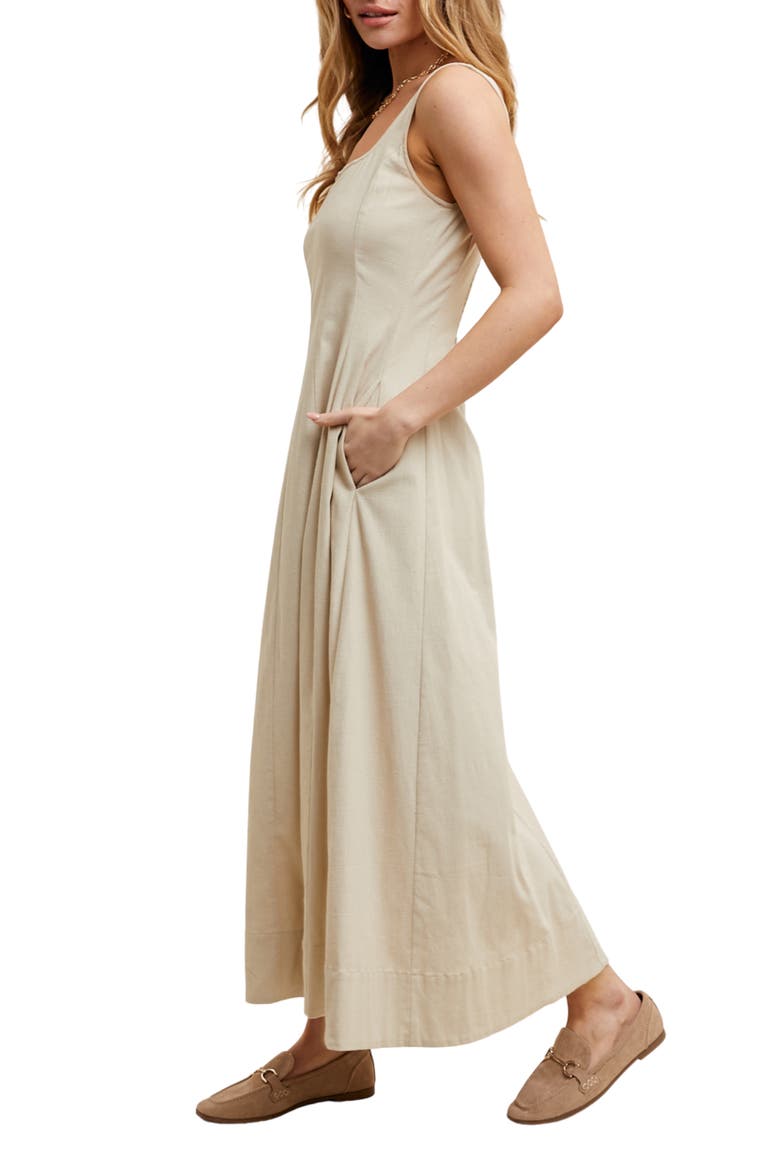 Strech Cotton Maxi Tank Dress, Alternate, color, ECRU