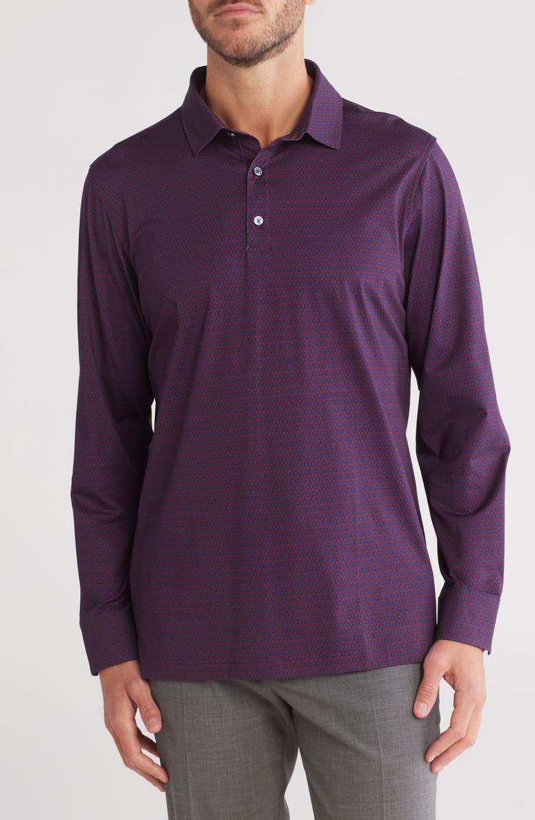 Bugatchi Long Sleeve Stretch Cotton Knit Polo, Main, color,