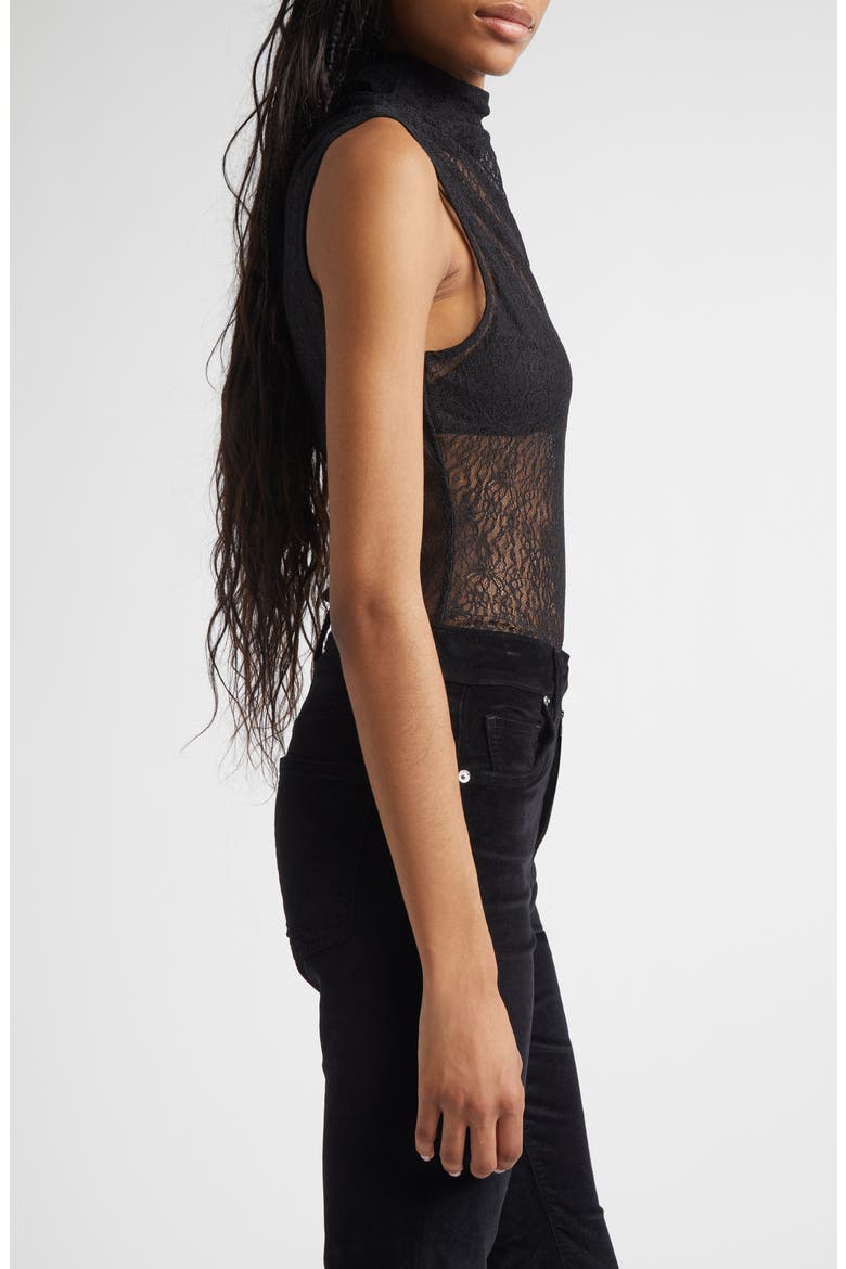 Mylie Lace Mock Neck Sleeveless Top, Alternate, color, BLACK