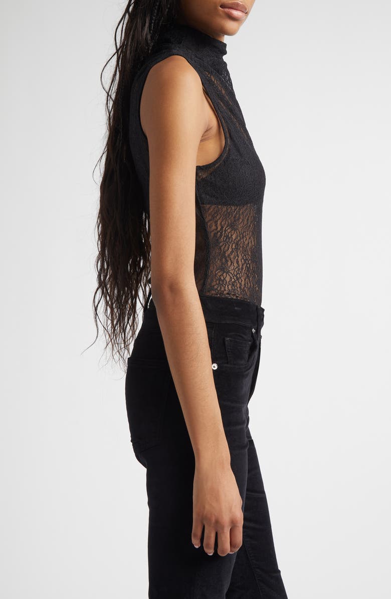 Veronica Beard Mylie Lace Mock Neck Sleeveless Top, Alternate, color, Black