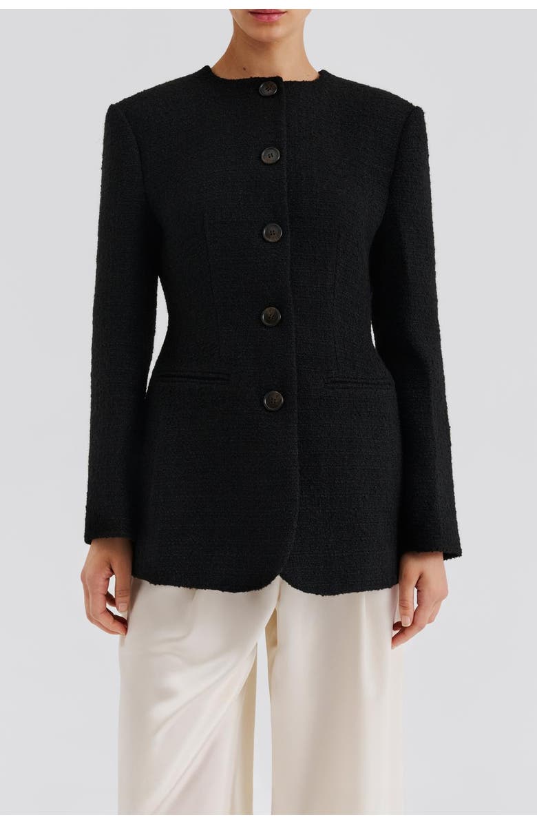 Malina Carol Fitted Round Neck Blazer, Alternate, color, Black