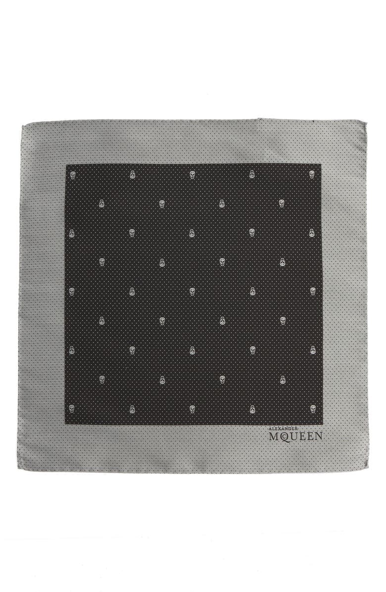 McQueen Alexander McQueen Skull Dot Silk Pocket Square, Alternate, color, 