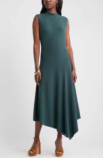 Treasure & Bond Mock Neck Asymmetrical Maxi Dress