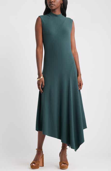Treasure & Bond Mock Neck Asymmetrical Maxi Dress