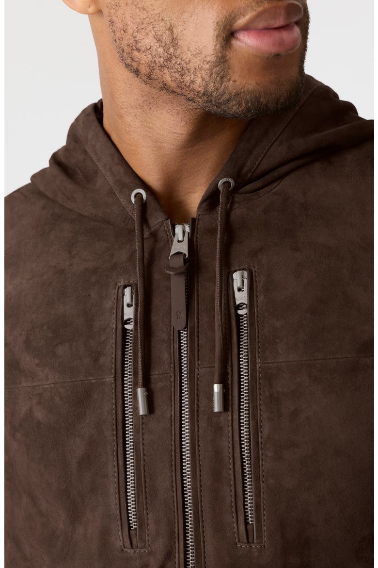 Sylas Hooded Suede Jacket, Alternate, color, UMBER