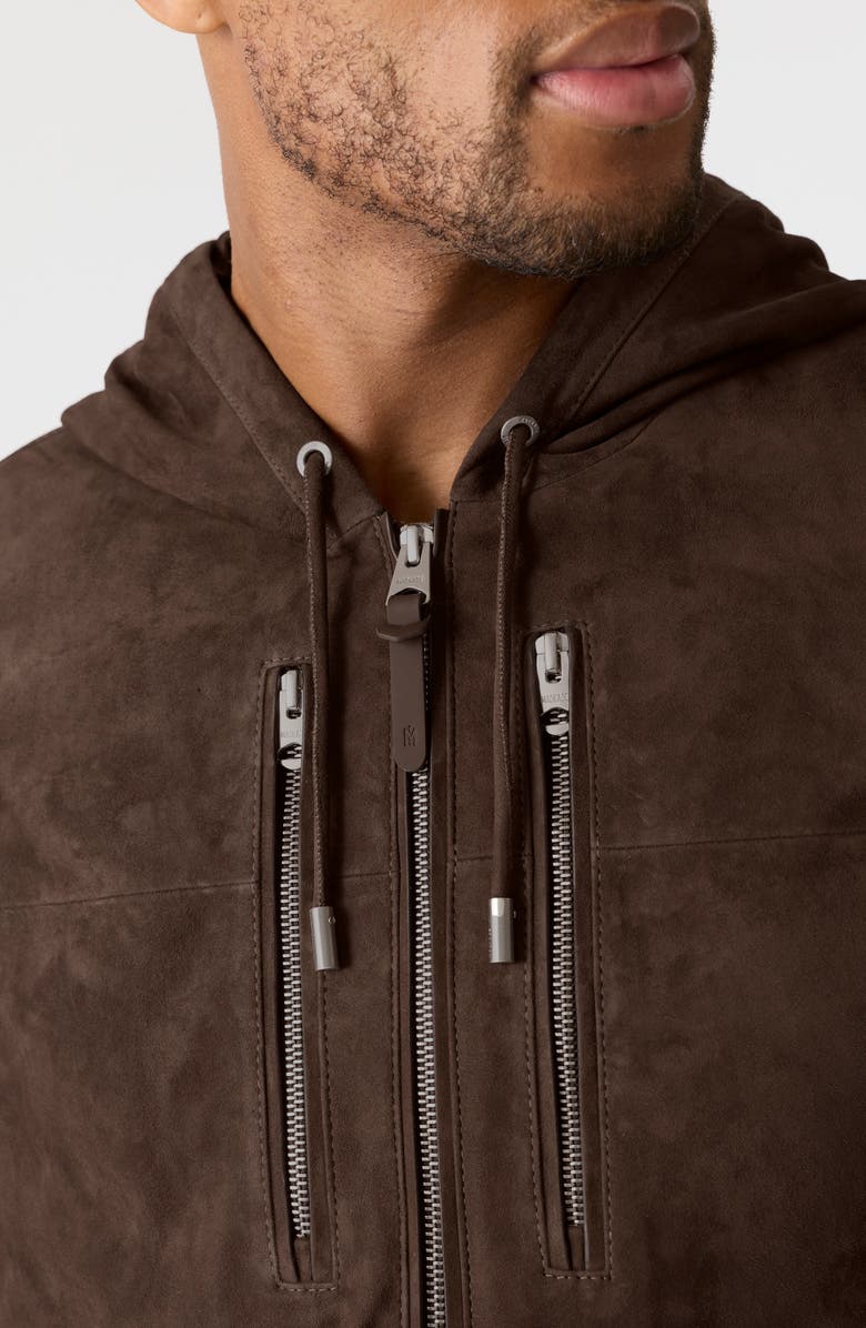 Mackage Sylas Hooded Suede Jacket, Alternate, color, Umber